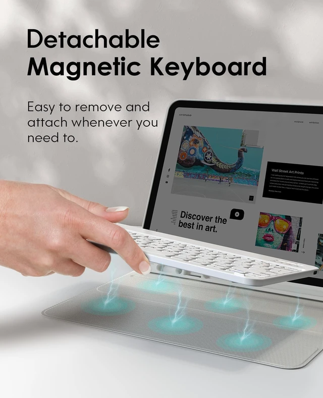 Alt view image 3 of 7 - Keyboard Case for iPad Pro 12.9 inch (Old Model) 2015 1st / 2017 2nd Gen - Rechargeable, Detachable Wireless Bluetooth Keyboard - Folio Smart Leather Cover with Pencil Holder for iPad Pro 12.9