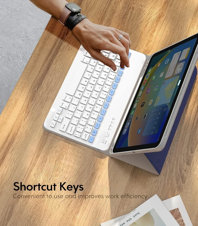 Alt view image 5 of 7 - Keyboard Case for iPad Pro 12.9 inch (Old Model) 2015 1st / 2017 2nd Gen - Rechargeable, Detachable Wireless Bluetooth Keyboard - Folio Smart Leather Cover with Pencil Holder for iPad Pro 12.9