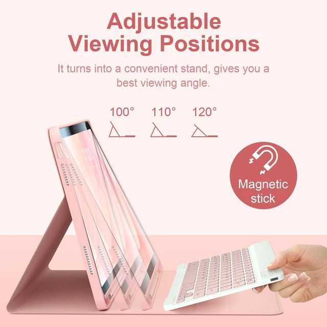 Alt view image 4 of 7 - Kiloob for iPad 11th 10th Generation Case withKeyboard and Stylus Pen | Detachable magnetic Bluetooth keyboard, three adjustable angles, easy to clean, honeycomb heat dissipation design