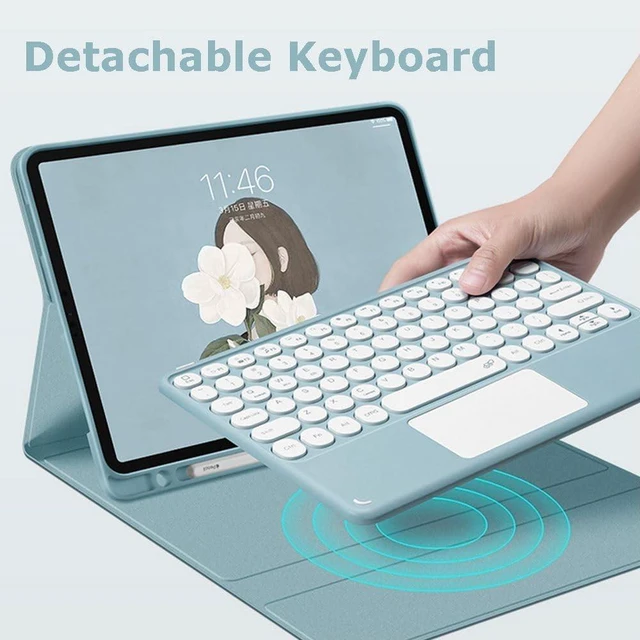 Alt view image 3 of 7 - Touchpad Keyboard Case for All-New Amazon Kindle Fire HD 10 and Fire HD 10 Plus Tablet (13th/11th Generation, 2023/2021 Release), Detachable Bluetooth Keyboard Case with Trackpad (Blue)