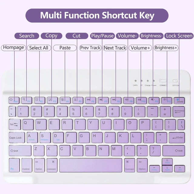 Alt view image 6 of 7 - MMK for iPad 9/8/7th Generation Case with Keyboard 10.2 inch, Purple | Wireless Detachable Magnetic Folio Keyboard & Pencil Holder, for iPad Pro 10.5 inch/Air 3rd Gen