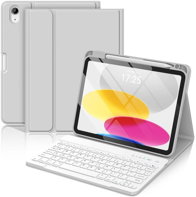 Main image of BQSS for iPad (A16) 11th/10th Generation Case with Keyboard, Gray | Detachable Bluetooth Keyboard Case with Pencil Holder for iPad 11-inch (A16) 2025 10th Gen 10.9 Inch 2022, Auto Wake/Sleep