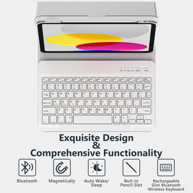 Alt view image 3 of 7 - BQSS for iPad (A16) 11th/10th Generation Case with Keyboard, Gray | Detachable Bluetooth Keyboard Case with Pencil Holder for iPad 11-inch (A16) 2025 10th Gen 10.9 Inch 2022, Auto Wake/Sleep