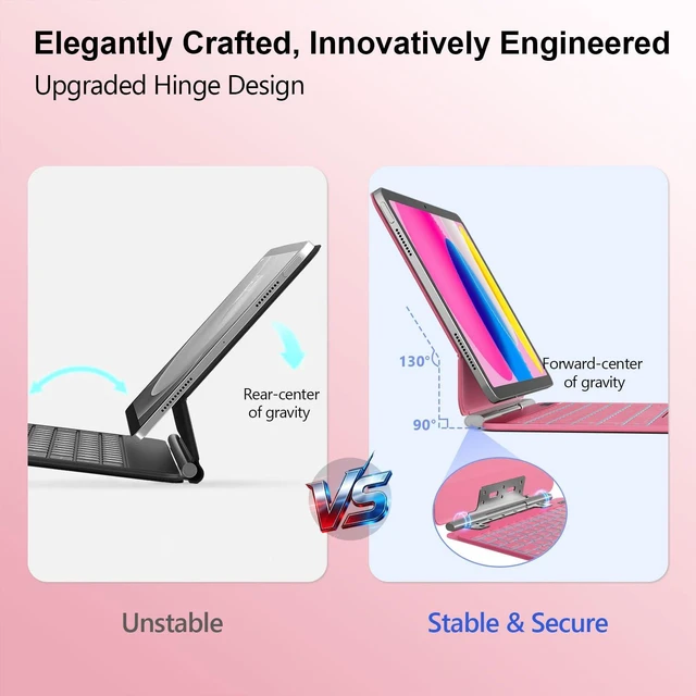Alt view image 4 of 7 - ZYNTHRALIX for iPad 11th (A16) / 10th Gen Keyboard Case, Full-Area Trackpad | 11-Color Backlit, Smart Trackpad & Pencil Buckle, Upgraded Magic-Style Keyboard for iPad 11th/10th 10.9", Hot Pink