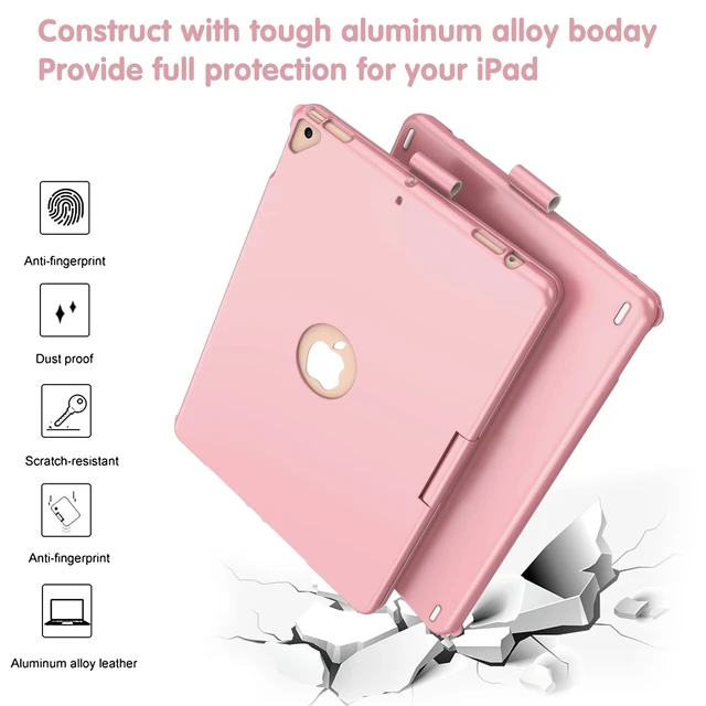 Alt view image 4 of 7 - GGH Keyboard Case for iPad 10.2 Inch 9th/8th/7th Gen, Rose Gold | 7 Color Backlight Keyboard, 360° Rotatable Protective Cover with Apple Pencil Holder for iPad Air 3 & Pro 10.5 Inch