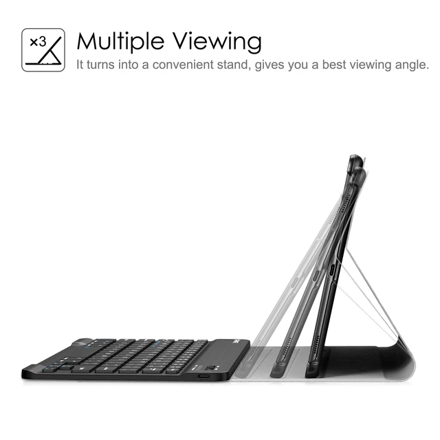 Alt view image 4 of 7 - FINTIE Keyboard Case for Samsung Galaxy Tab S5e 10.5 in 2019, Black | Detachable Magnetic Keyboard, Type-C Fast Charge, 3-Angle Stand, PU Leather & PC Shell