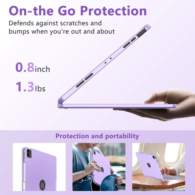 Alt view image 5 of 7 - TQQ for iPad Air 13 Inch (M4/M3/M2) & iPad Pro 12.9 inch Case Keyboard | 360° Rotatable, 7-Color Backlight, Multi-Touch Trackpad Protective Cover for iPad Pro 12.9 (6th/5th/4th/3rd) Gen, Purple