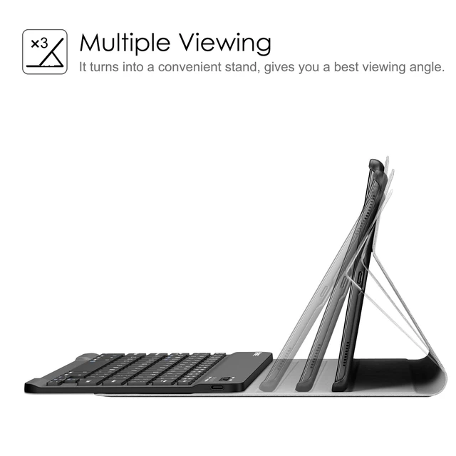 Alt view image 4 of 7 - FINTIE Keyboard Case for Galaxy Tab A 10.1 2019 SM-T510/T515/T517, Black | Slim Shell, Lightweight Stand Cover, Detachable Wireless Bluetooth Keyboard