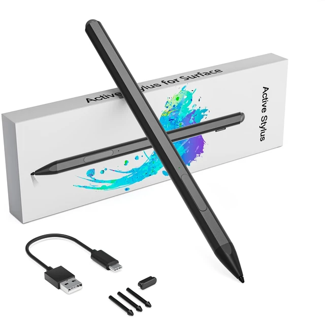 Main image of Surface Pen - Surface Pro Pen Stylus for Surface Pro 11/9/10/8/X/7/6/5/4/3, USB-C Fast Charge, Draw or Write Like on Paper, Surface Pro 11 Copilot Pen for Surface Go 2/3/4/Book/Laptop/Studio