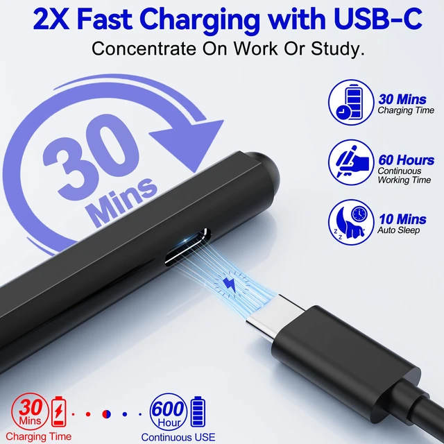 Alt view image 5 of 7 - Surface Pen - Surface Pro Pen Stylus for Surface Pro 11/9/10/8/X/7/6/5/4/3, USB-C Fast Charge, Draw or Write Like on Paper, Surface Pro 11 Copilot Pen for Surface Go 2/3/4/Book/Laptop/Studio