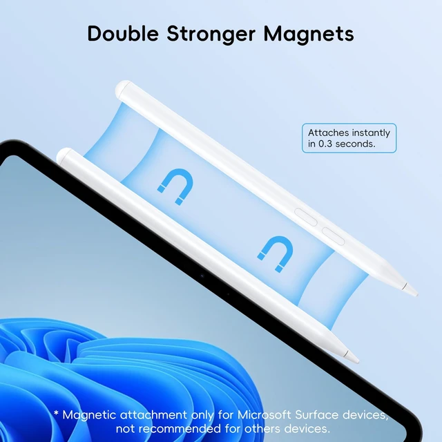 Alt view image 5 of 7 - Rechargeable MPP 2.0 Tilt Pen for HP/Surface/Kobo, 4096 Pressure & Magnetic | Two Side Button, Palm Rejection Stylus for Surface Pro 11-3 Laptop/Book/Go/Studio for Students Artists Drawing Note-Taking