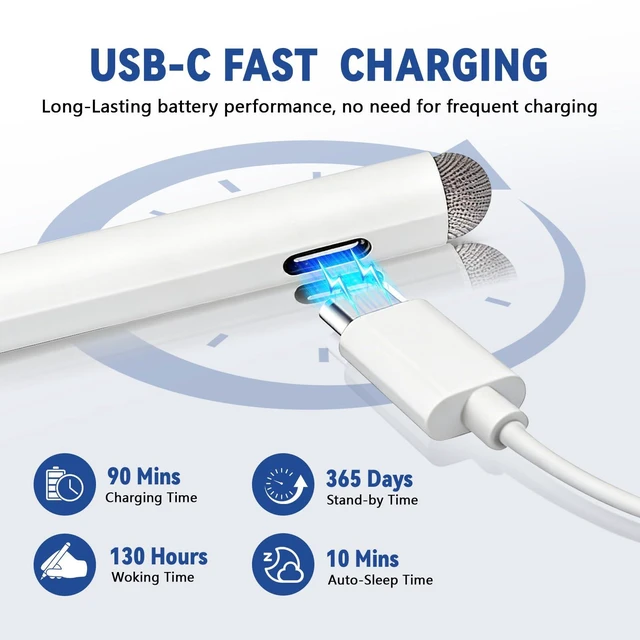 Alt view image 5 of 6 - Surface Pro Pen with Eraser, 4096 Pressure, Palm Rejection, USB-C Charging | Magnetic Stylus for Microsoft Surface Pro 12-inch/11/10/X/9/8/Book 3/Studio 2/Go 4, ASUS, DELL, HP, Kobo Libra Colour White