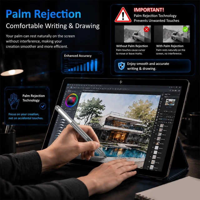 Alt view image 4 of 7 - MPP 1.51 Pen for Surface Pro 11/10/X/9/8 300Day Battery Life Palm Rejection | Digital Pen for Surface, Surface Laptop/Book/Go/Studio, Kobo, 1024 Pressure Precise Drawing & Note-Taking Two Side Buttons