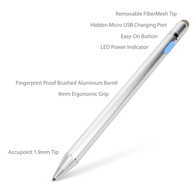 Alt view image 2 of 7 - BoxWave Stylus Pen Compatible with iPad Pro 10.5 (2017) - AccuPoint Active Stylus (2-Pack), Electronic Stylus with Ultra Fine Tip - Metallic Silver