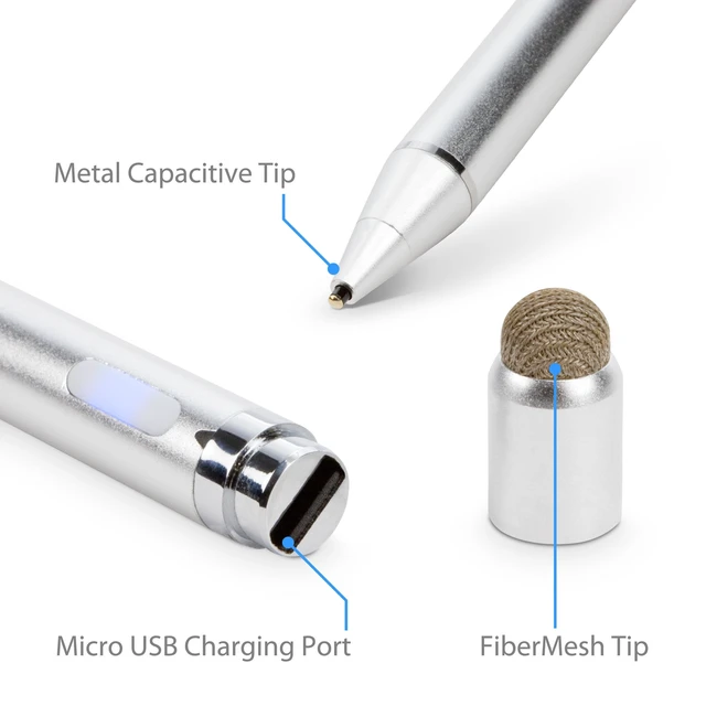 Alt view image 7 of 7 - BoxWave Stylus Pen Compatible with iPad Pro 10.5 (2017) - AccuPoint Active Stylus (2-Pack), Electronic Stylus with Ultra Fine Tip - Metallic Silver