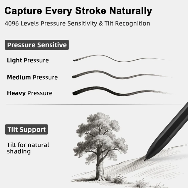 Alt view image 4 of 7 - ELZO Magnetic EMR Stylus Pen Compatible with Remarkable 2, 9 Tips | Digital Eraser & 9 Replacement Nibs, Battery-Free, 4096 Pressure Levels, Palm Rejection & Tilt Support for Smooth Writing