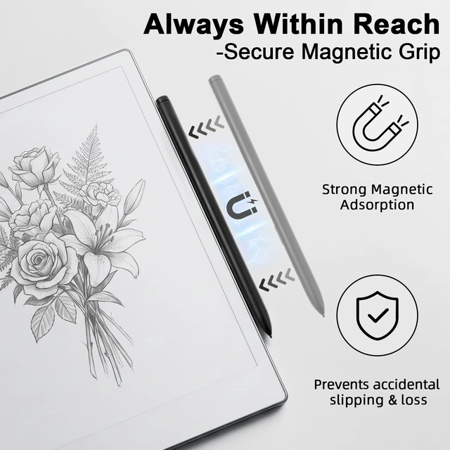 Alt view image 6 of 7 - ELZO Magnetic EMR Stylus Pen Compatible with Remarkable 2, 9 Tips | Digital Eraser & 9 Replacement Nibs, Battery-Free, 4096 Pressure Levels, Palm Rejection & Tilt Support for Smooth Writing