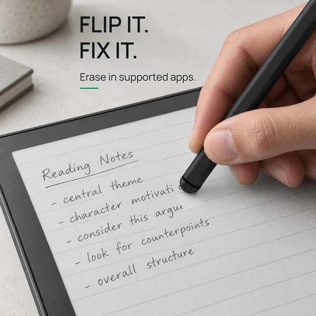 Alt view image 6 of 7 - 4smarts SP18A Pro-EMR Stylus Pen for Remarkable 2, Kindle Scribe, BOOX Note Air3 C/Note Air4 C & Wacom One DTC133 4096 Pressure, Tilt, Eraser, Battery-Free