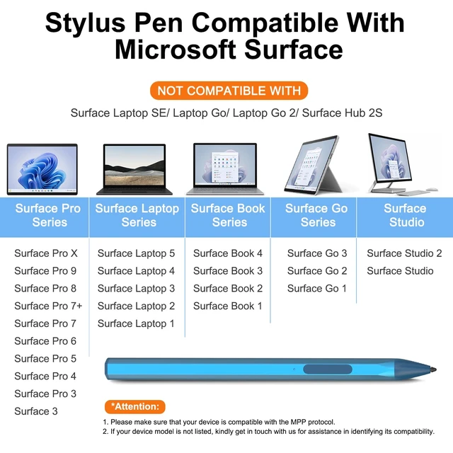 Alt view image 2 of 7 - Stylus Pen for Microsoft Surface Pro 11/10/9/8/X/7+/7/6/5/4/3/Surface 3, Surface Go 4/3/2/1, Surface Laptop/Studio/Book 5/4/3/2/1 with Palm Rejection, 4096 Levels Pressure, Blue