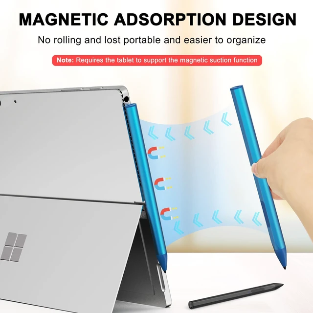 Alt view image 6 of 7 - Stylus Pen for Microsoft Surface Pro 11/10/9/8/X/7+/7/6/5/4/3/Surface 3, Surface Go 4/3/2/1, Surface Laptop/Studio/Book 5/4/3/2/1 with Palm Rejection, 4096 Levels Pressure, Blue