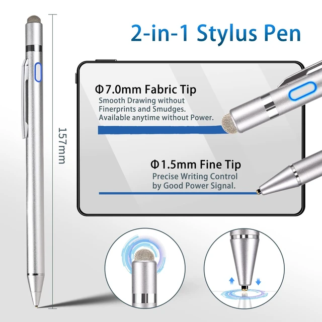 Alt view image 3 of 6 - Stylus Pen for Samsung Galaxy Tab A11/A9/A8/A7 | Digital Pencil with 1.5mm Ultra Fine Tip Stylist Pens for Samsung Galaxy Tab A11/A9/A8 ,Grey
