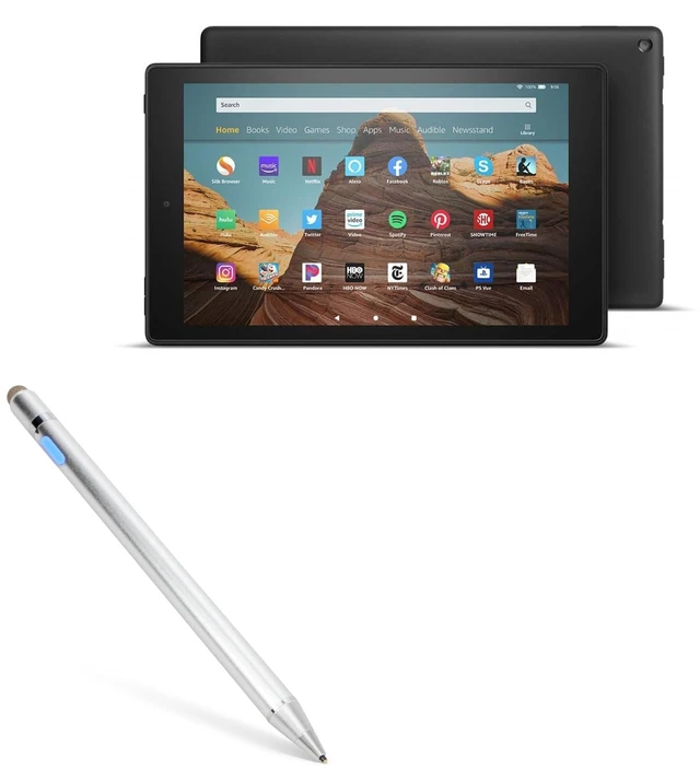Main image of BoxWave Stylus Pen Compatible with Amazon Fire HD 10 (9th Gen 2019) - AccuPoint Active Stylus, Electronic Stylus with Ultra Fine Tip - Metallic Silver
