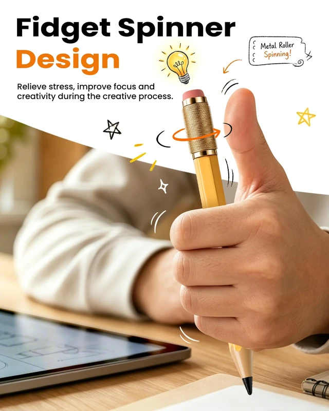 Alt view image 2 of 7 - OMOTON Stylus Pen for iPad 2018-2026, SP02 Pencil with Fidget Spinner | Tilt Sensitivity & Palm Rejection, Long Battery for iPad Pro/Air/MiniUnique Gift for Study, Work & Daily Use - Yellow