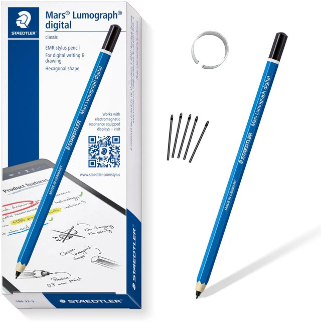 Main image of STAEDTLER Lumograph Digital Stylus Pen for Touchscreens: No Charging or Batteries, Real Pencil Feel & Grip, Works with Samsung Galaxy Tab, Kindle Scribe, Remarkable 2 & More, with 5 Replacement Nibs