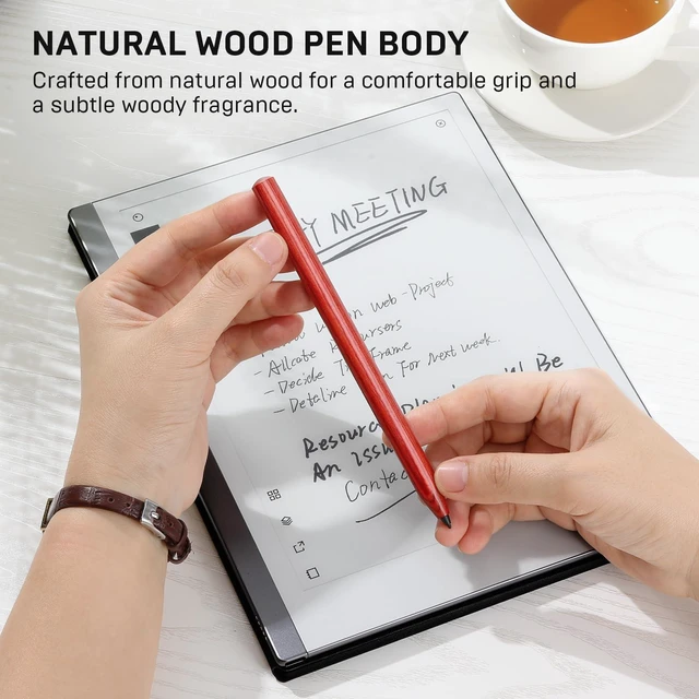 Alt view image 4 of 7 - Wooden Replacement for Kindle Scribe Pen with Eraser, EMR Stylus for Remarkable 2 Pen Replacement with Eraser, 4096 Pressure Levels, Tilt Support, Palm Rejectionwith 3 Pen Tips