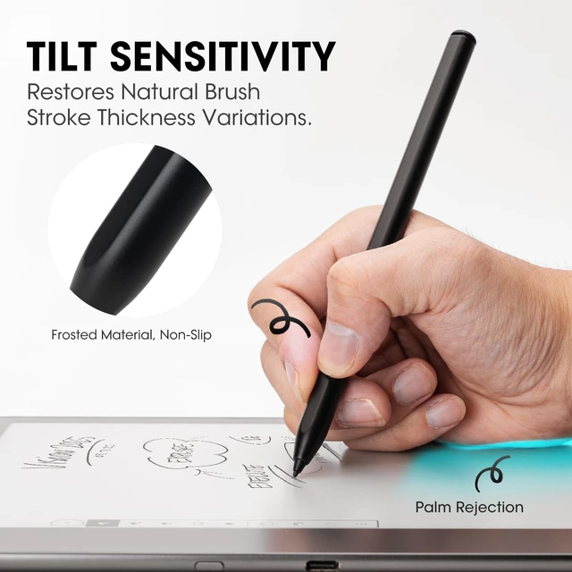 Alt view image 6 of 7 - Magnetic Stylus for Kindle Scribe Pen with Eraser, Replacement for Remarkable 2 Pen with Eraser, EMR Pen for Kindle Scribe Stylus, 4096 Pressure Sensitivity,Palm Rejection,Tilt Support with 5 Pen Tips