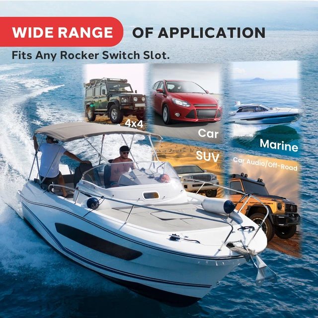Alt view image 6 of 7 - Pyle Rocker Switch Wireless BT Audio Controller, Waterproof Rated Marine Receiver Remote Control for Car, Truck, Boat, 4x4, PowerSport Vehicles, Connect and Stream Audio from External Devices