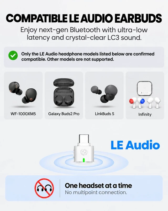 Alt view image 2 of 7 - Avantalk C82 LEA - LE Audio USB-C Bluetooth 5.4 Adapter Dongle, Low-Latency