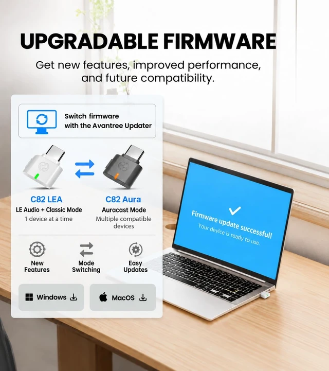 Alt view image 7 of 7 - Avantalk C82 LEA - LE Audio USB-C Bluetooth 5.4 Adapter Dongle, Low-Latency