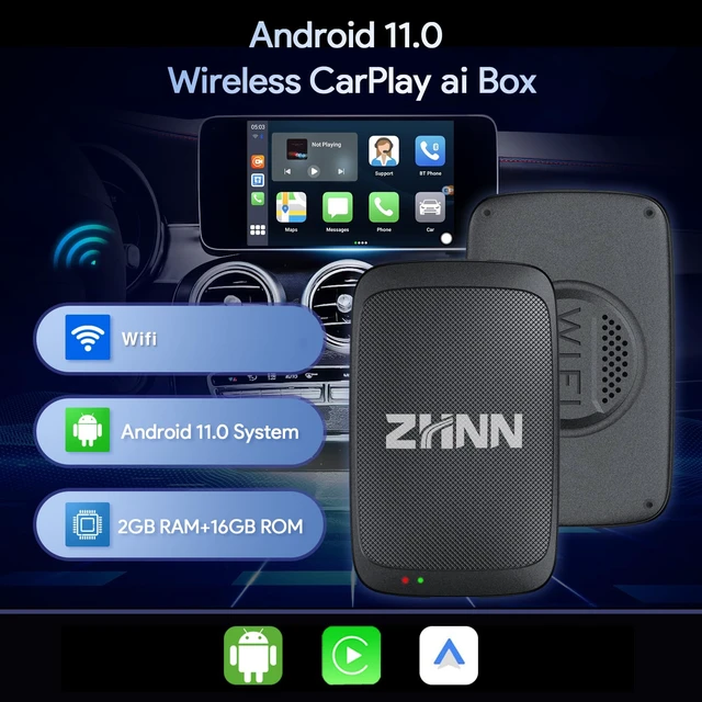 Alt view image 2 of 7 - ZHNN Carplay AI Box, Wireless Carplay Android Auto AI Box Smart AI Box 2+16G AI Box for OEM Wired Carplay, WiFi Version