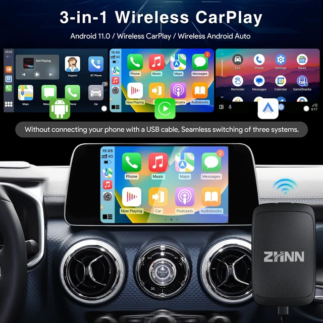 Alt view image 3 of 7 - ZHNN Carplay AI Box, Wireless Carplay Android Auto AI Box Smart AI Box 2+16G AI Box for OEM Wired Carplay, WiFi Version