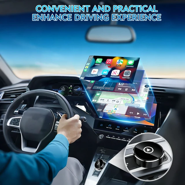 Alt view image 7 of 7 - Zokvic Wireless CarPlay Adapter, 2-in-1 Mini CarPlay & Android Auto Wireless Adapter, Plug & Play, Auto Connect, Car Accessories, Car Play Dongle Compatible with iPhone & Android
