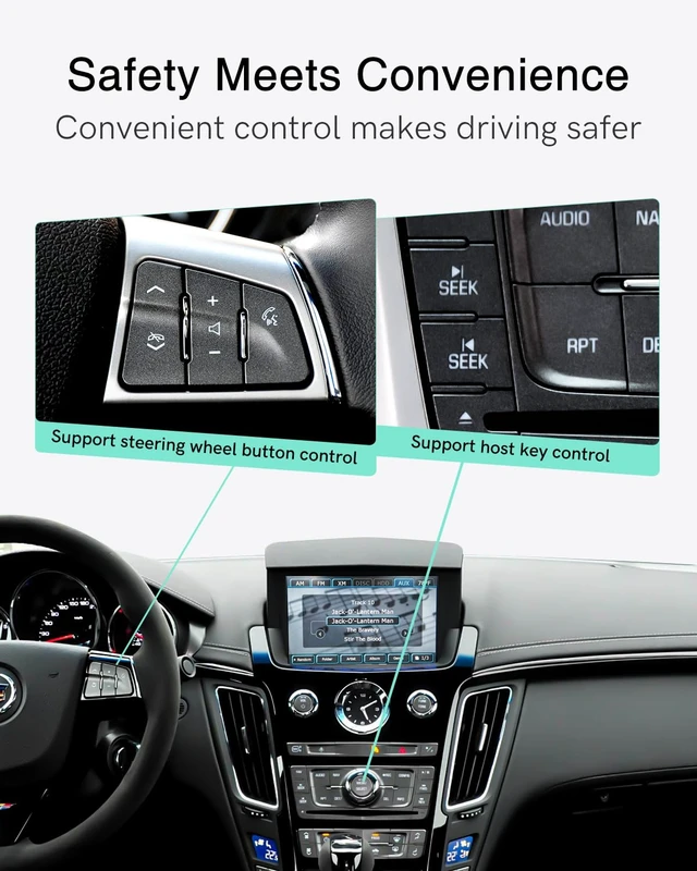 Alt view image 3 of 7 - CHOOCL Bluetooth Adapter for 2008-2012 Cadillac,CTS AUX+USB Music Receiver | Qualcomm aptX HD audio with steering wheel controls & song info display. AUX+USB plug and play. iOS/Android compatible.