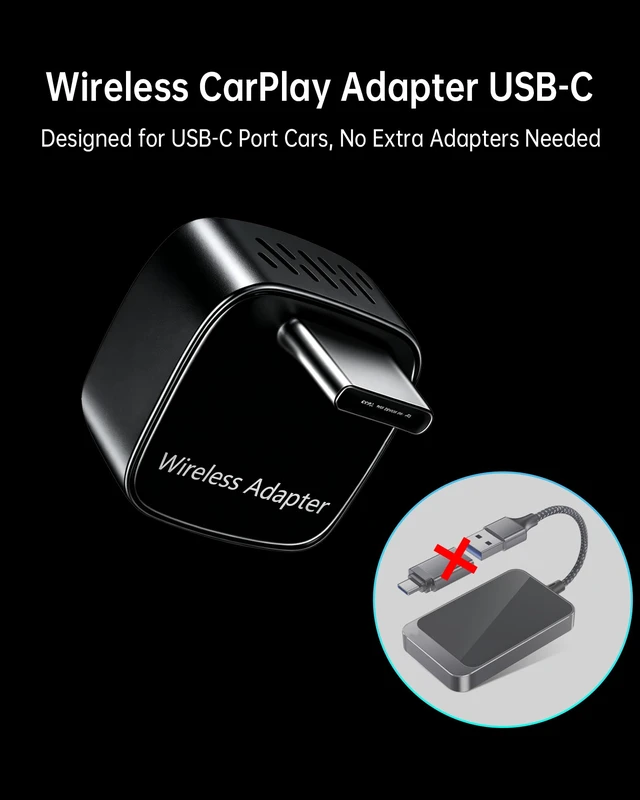 Alt view image 6 of 7 - ONINCE Wireless CarPlay Adapter USB-C, Only for Type-C CarPlay Cars | Keep Adjacent Ports Free | Direct USB-C | Plug & Play | 5-Sec Auto Connect