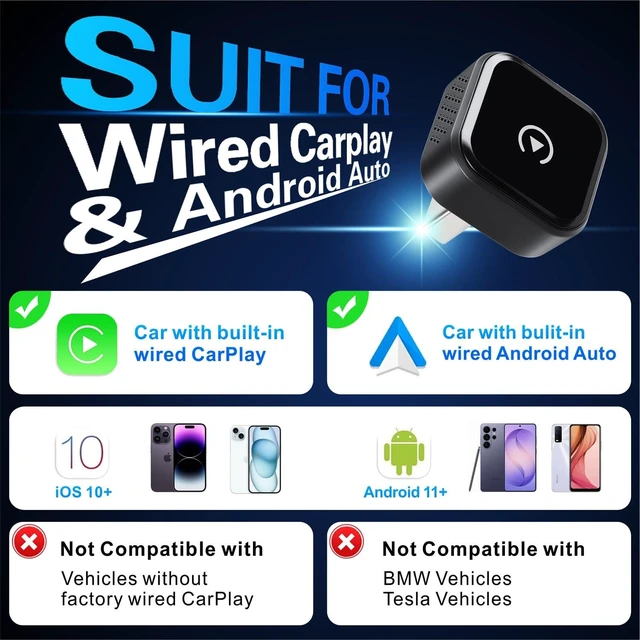Alt view image 7 of 7 - 2026 Upgraded Wireless CarPlay Adapter for iphone & Android Auto, 2-in-1 | Converts Factory Wired Apple CarPlay/Android Auto to Wireless, iOS 10+/Android 11+, Fast Auto Reconnect, Remembers 2 Phones