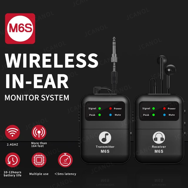 Alt view image 2 of 7 - JCANOL Wireless in Ear Monitor System, 2.4G Stereo Wireless IEM System with Beltpack Transmitter Receiver Auto-Pairing, 164ft for Studio, Band, Live Performance