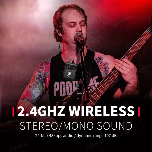 Alt view image 3 of 7 - JCANOL Wireless in Ear Monitor System, 2.4G Stereo Wireless IEM System with Beltpack Transmitter Receiver Auto-Pairing, 164ft for Studio, Band, Live Performance