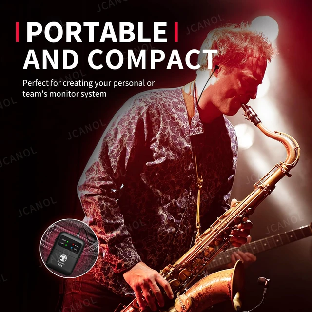 Alt view image 5 of 7 - JCANOL Wireless in Ear Monitor System, 2.4G Stereo Wireless IEM System with Beltpack Transmitter Receiver Auto-Pairing, 164ft for Studio, Band, Live Performance