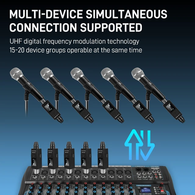 Alt view image 5 of 7 - Wireless Microphone System UHF Professional XLR Transmitter+Receiver, Supports Dynamic/Condenser Microphones & 48V Phantom Power, Suitable for Electric Guitar, Bass, Mixers, PA Systems (One drag two)