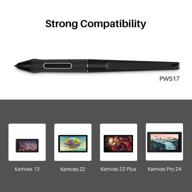 Alt view image 3 of 7 - Battery-Free Stylus PW517 with 2 Programmable Hot Keys Compatible with Kamvas 12/13/16 (2021), Kamvas 22/24 Series, Kamvas Pro 13/16 (2.5K), Kamvas Pro 24 (4K)