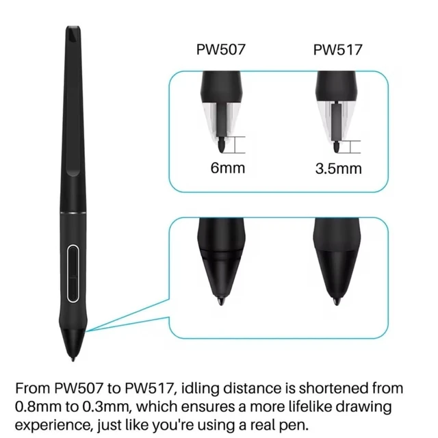 Alt view image 4 of 7 - Battery-Free Stylus PW517 with 2 Programmable Hot Keys Compatible with Kamvas 12/13/16 (2021), Kamvas 22/24 Series, Kamvas Pro 13/16 (2.5K), Kamvas Pro 24 (4K)