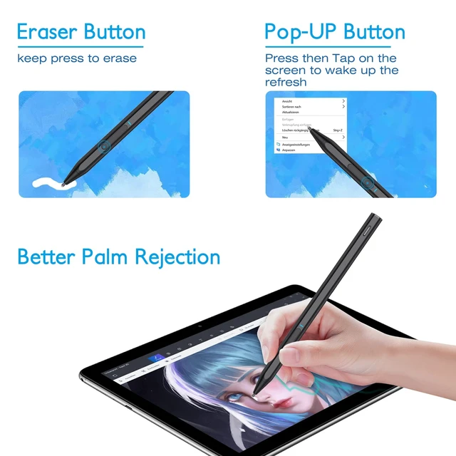 Alt view image 4 of 7 - Trakxy Magnet Surface Stylus Pen,Tilt 4096 Pressure Sensitivity,Black | Touch Pen for Microsoft Surface Pro X/9/8/7/6/5/4/3/Surface Laptop 5/4/3/2/1 Surface go 3/2/1 Book 2/1 Studio,Palm Rejection