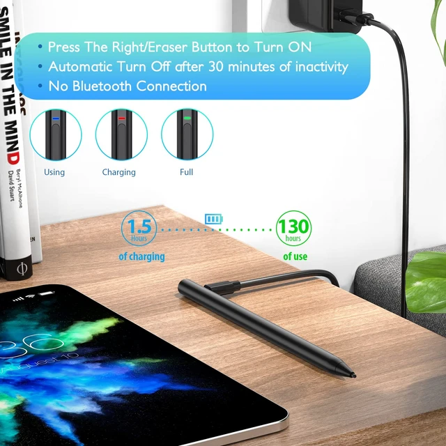 Alt view image 6 of 7 - Trakxy Magnet Surface Stylus Pen,Tilt 4096 Pressure Sensitivity,Black | Touch Pen for Microsoft Surface Pro X/9/8/7/6/5/4/3/Surface Laptop 5/4/3/2/1 Surface go 3/2/1 Book 2/1 Studio,Palm Rejection