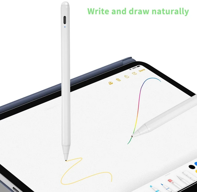Alt view image 3 of 6 - Electronic Stylus for iPad 5th Generation 9.7" 2017 Pencil,Type-C Rechargeable Active Capacitive Pencil Compatible with Apple iPad 5th Gen 9.7-inch Stylus Pens,Good on iPad Drawing Pens,White