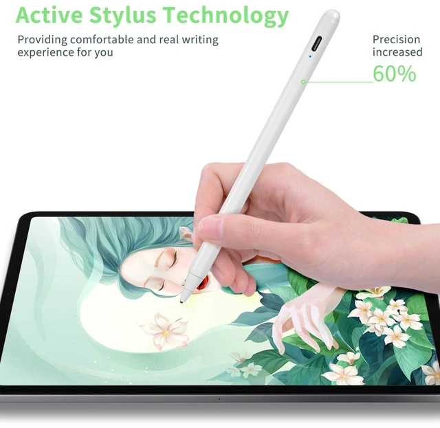 Alt view image 4 of 6 - Electronic Stylus for iPad 5th Generation 9.7" 2017 Pencil,Type-C Rechargeable Active Capacitive Pencil Compatible with Apple iPad 5th Gen 9.7-inch Stylus Pens,Good on iPad Drawing Pens,White