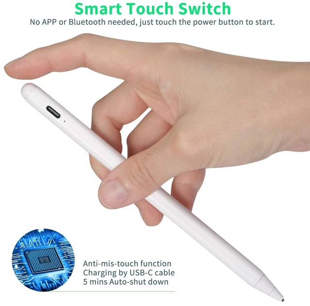 Alt view image 6 of 6 - Electronic Stylus for iPad 5th Generation 9.7" 2017 Pencil,Type-C Rechargeable Active Capacitive Pencil Compatible with Apple iPad 5th Gen 9.7-inch Stylus Pens,Good on iPad Drawing Pens,White